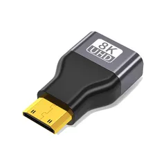 Mini HDMI to HDMI 変換 アダプタ オス-メス アダプター 8K@60Hz解像度 きんめっきインタフェース 小型軽量 ゲーム機 モニター ディスプレイ プロジェクター テレビなどに対応（グレー）