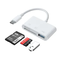 AGPTEK SDカードリーダー 3in1 カメラアダプタ Type-C接続対応 SD/TF読取 Micro SD対応 USB OTG対応 ファイル読み込み 高速データ転送 USB-C機器対応 メモリカードリーダー 多機能 スマートフォンに最適 変換 ...