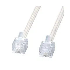 (まとめ) サンワサプライ エコロジー電話ケーブル6極4芯 ホワイト 10m TEL-E4-10N2 1本 〔×10セット〕