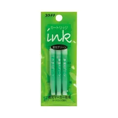 (まとめ) プラチナ 蛍光マーカープレピー専用カートリッジ グリーン SPKS-150N#90 1パック（3本） 〔×100セット〕