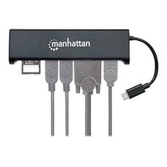 Manhattan 슈퍼 스피드 USB-C에서 HDMI/VGA 4-in-1 도킹 컨버터 152631