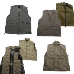 古着卸 まとめ売り ライトベスト 6枚セット (メンズ XL ) マルチポケット メッシュ素材 Ｖネック 中古 古着 ND8989