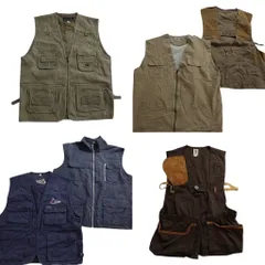 古着卸 まとめ売り ライトベスト 6枚セット (メンズ L ) シューティングベスト マルチポケット フルジップ 中古 古着 ND9047