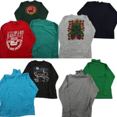 古着卸 まとめ売り ～90s オールドシングル長袖Tシャツ 9枚セット (メンズ L ) カレッジ風 アニマル 動物 タートルネック 中古 古着 ND9127