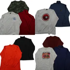 古着卸 まとめ売り ～90s オールドシングル長袖Tシャツ 10枚セット (メンズ XL ) 迷彩柄 ワンポイント タートルネック 中古 古着 ND9124