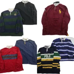 古着卸 まとめ売り ラルフローレン ラガーシャツ 長袖Tシャツ 7枚セット (メンズ S /2XL /3XL ) ビッグポニー ワンポイント 中古 ND9158