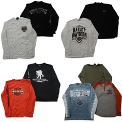 古着卸 まとめ売り ハーレーダビッドソン 長袖Tシャツ 9枚セット (メンズ S /M /L /XL ) ヘンリーネック タイダイ柄 中古 古着 ND9254
