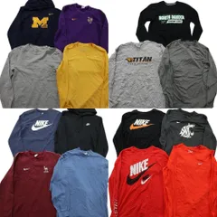 古着卸 まとめ売り ナイキ NIKE 長袖Tシャツ 15枚セット (メンズ M /L ) フーディー スウォッシュロゴ ワンポイント 中古 古着 ND9327