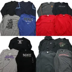 古着卸 まとめ売り ナイキ NIKE 長袖Tシャツ 15枚セット (メンズ 2XL /3XL ) スウォッシュロゴ フルジップ フーディー 中古 古着 ND9321
