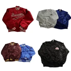 古着卸 まとめ売り ナイロンスタジャン USA製 ジャケット 6枚セット (メンズ L ) カレッジ風 ブルゾン ワンポイント ホワイト 中古 ND9344