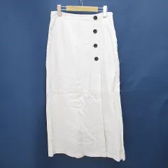 スローブ イエナ SLOBE IENA  ロング丈 フレアスカート スカート 麻 リネン 40 白系 ホワイト ポケット 裏地 無地