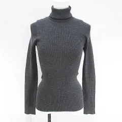 長袖 ニット セーター タートルネック 灰系 グレー イタリア製 リブ 毛 ウール 無地 ウールン商会
