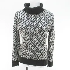 ジェラールダレル GERARD DAREL 長袖 ニット セーター タートルネック M 黒系 ブラック 毛 ウール 総柄