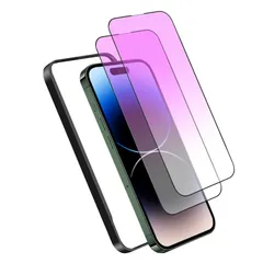 6.1インチ対応 硬度9Ｈ強化ガラス 液晶画面 フルカバー 滑らかなタッチ操作 全面保護フィルム 指紋付着防止 ブルーライトカット 飛散防止 用 気泡防止 Pro 14 ガイド枠付き iPhone 貼り付けは簡単（ ガラスフィルム アイフォン14 DXFAU 