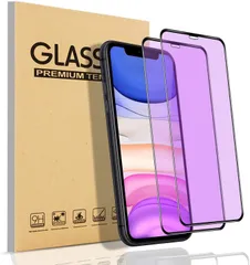 フィルム【2枚入】 XR 目の疲れ軽減 iPhone フィルム ガラスフィルム 11 、高透過率/硬度9H/指紋防止/自動吸着/飛散防止/スクラッチ防止/気泡ゼロ/iPhone11/iPhoneXR用液晶保護フィルム3D曲面フルカバーふぃるむ 【ブルーライトカ