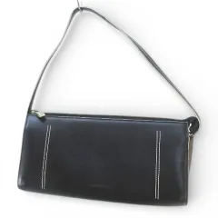 エムケー ミッシェルクラン MK MICHEL KLEIN ショルダーバッグ ステッチ ブラック 黒系 レザー