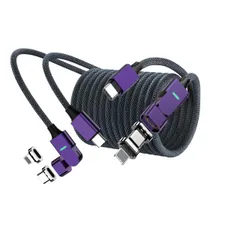 充電ケーブル マグネット USB-Cケーブル PD100W対応【2本入り 1.2m+2m】TYPE-C/TYPE-L USBケーブル 5A急速充電 高速データ転送 片手操作 led通電指示 ナイロン編み設計 防塵磁石 i製品/Android/ノートパ ...