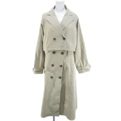 アズールバイマウジー AZUL by moussy 3WAY トレンチコート ショート丈ジャケット ロングベスト ジレ FREE ベージュ系 ベルト 無地 タグ付