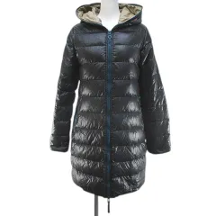 デュベティカ DUVETICA ダウン ジャケット ロング 40 灰系 チャコールグレー ダブルジップ フード 裏地