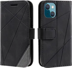 レザーケース アイフォン 横置き機能 ソフトシリコン QI充電対応 収納力 ストラップホール 全面保護 軽量 TPUケース サイドマグネット (iPhone14 スタンド機能 カード収納 財布型 ブラック) 手帳型 ケース iPhone