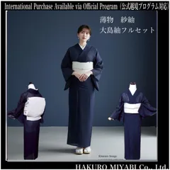 正絹　薄物　紗紬　大島紬　小紋　フルセット　4点　フ9-6