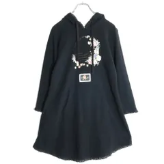 ピンクハウス★薔薇pt&ローンの段々フリル♪カットソーワンピース フーディ 黒系 スウェット 無地 z18093