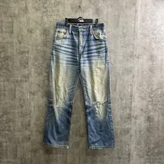 【T-142】EDWIN　エドウィン　デニムパンツ　ヴィンテージライク　ブルー　古着　ユーズド加工　メンズ