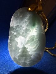 R1-0497天然本翡翠《本物保証》山水牌 藍水ひすいペンダント 一点物 本物翡翠山水