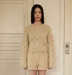 新品) ケーブル ニット ベージュ カラー 出品