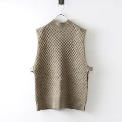 美品 ナチュラン 08MAB ゼロハチマブ ハニカム編みサイドベルトベスト F ベージュ┃サイドスリット 柄編み【2400014838831】