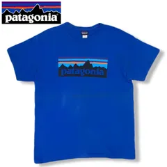 Patagonia パタゴニア USA製 L ブルー ロゴ Tシャツ アウトドア
