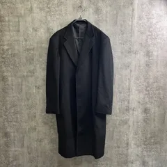 【T-144】カシミヤ100% ロングチェスターコート　L ブラック　メンズ