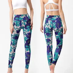 ヨガパンツ ヨガ レギンス L ブルー スポーツ スパッツ ハイウエスト 美脚