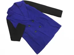 COMME CA ISM コムサイズム ウール混 切替 ダブルボタン コート sizeL/青ｘ黒 ◇■ レディース