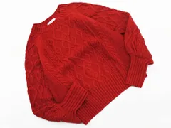 NATURAL BEAUTY BASIC ナチュラルビューティーベーシック ウール混 ボリュームスリーブ ケーブル編み ニット セーター sizeM/赤 ◇■ レディース