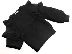 MAJESTIC LEGON マジェスティックレゴン ナイロン 切替 刺繍 フリル ボリュームスリーブ ニット セーター sizeM/黒 ◇■ レディース