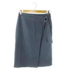 グリーンレーベルリラクシング ユナイテッドアローズ green label relaxing スカート タイト ミモレ ロング ベルト ラップデザイン 薄手 36 紺 ネイビー /AO11