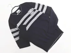 adidas アディダス ゴルフ ウール混 Vネック ワッペン ボーダー ニット セーター sizeM/紺 ◇■ メンズのサムネイル