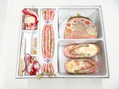 【一輝堂】和装小物 子ども用 七五三 草履 約17cm バッグ セット 箱入り 26w02-1911