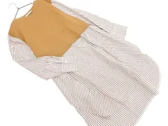 chocol raffine robe ショコラフィネローブ ストライプ ドッキング ワンピース sizeF/キャメル ◇■ レディース