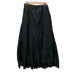 CASA FLINE(カーサフライン) ロングスカート サイズF レディース美品  - 黒 マキシ丈/ウエストゴム/プリーツ/レース