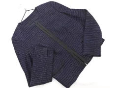 COMME CA ISM コムサイズム ツイード ノーカラー ジャケット sizeM/紺 ◇■ レディース