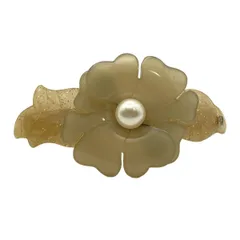 ALEXANDRE de PARIS(アレクサンドル ドゥ パリ) バレッタ美品  - ベージュ×グレーベージュ フラワー(花)/パール