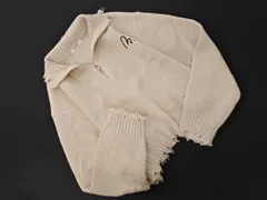 mily bilet ミウィビレット ダメージ加工 ハーフジップ ニット セーター sizeL/ライトベージュ ◇■ レディース