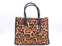 MICHAEL KORS マイケルコース ハラコ レオパード柄 ハンド バッグ ベージュｘ黒 ■■ レディース