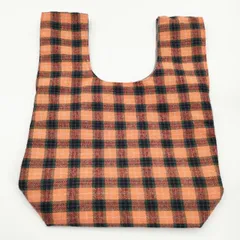 BEAMS リバーシブルチェックショッパーS 定価4950円 エコバッグ トートバッグ オレンジ グレー ユニセックス ビームス【中古】6-0212G∞