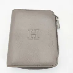 HIROFU プラティカ レザー二つ折りコンパクトウォレット 定価44000円 二つ折り財布 グレー レディース ヒロフ【中古】6-0212G∞