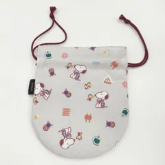 PEANUTS スヌーピー茶屋 CHA-YA ちりめん巾着 SNOOPY トートバッグ グレー レディース ピーナッツ【中古】6-0212G∞