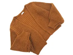 earth music&ecology アースミュージック＆エコロジー ボリュームスリーブ ニット カーディガン sizeF/茶 ◇■ レディース