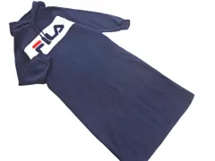 FILA フィラ 裏起毛 ロゴ ワッペン ロング パーカー ワンピース sizeL/紺 ◇■ レディース